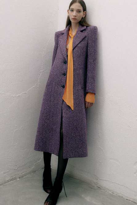 Cappotto lungo in panno, Viola, Patrizia Pepe