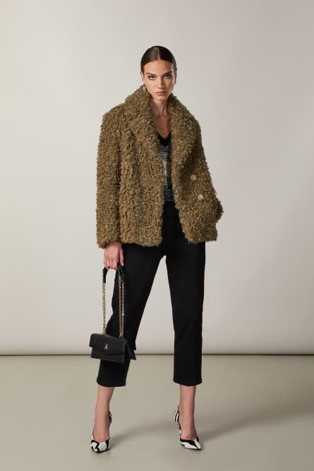 Synthetic fabric pea jacket, Green, Patrizia Pepe