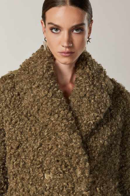 Synthetic fabric pea jacket, Green, Patrizia Pepe