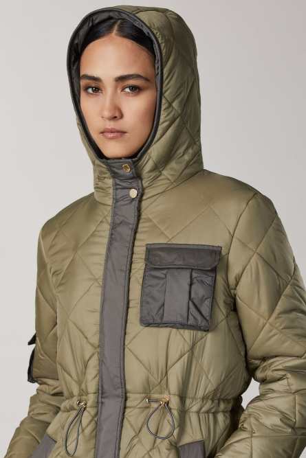 Zweifarbige Steppjacke aus Nylon, Grün, Patrizia Pepe