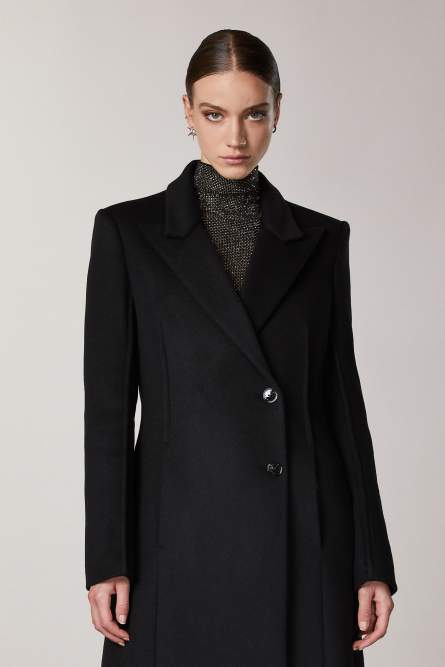 “ESSENTIAL” ribbed coat, Black, Patrizia Pepe