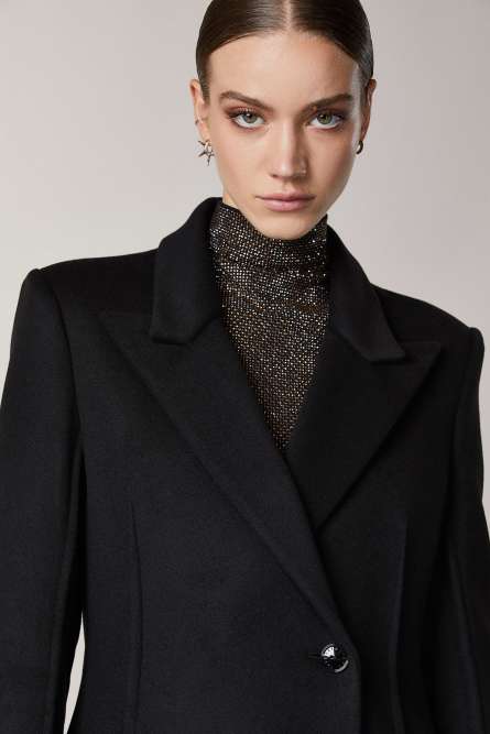 “ESSENTIAL” ribbed coat, Black, Patrizia Pepe