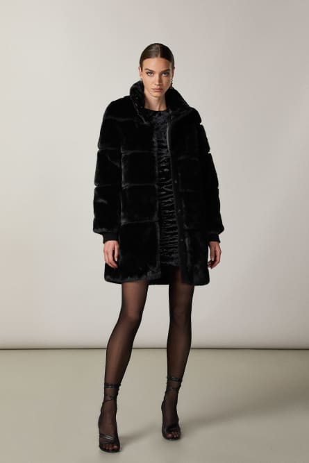 Long synthetic fabric jacket, Black, Patrizia Pepe
