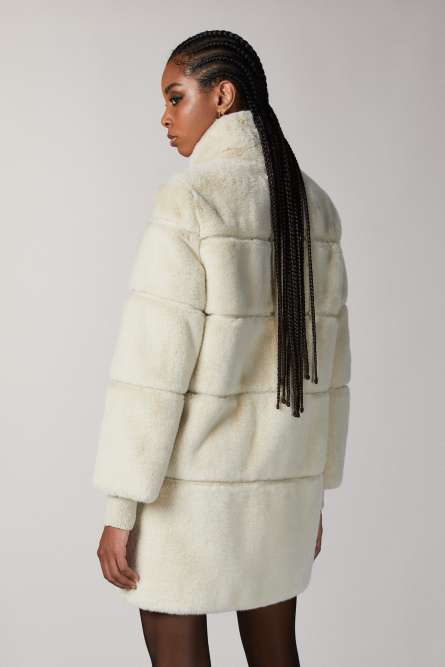 Long synthetic fabric jacket, Beige, Patrizia Pepe