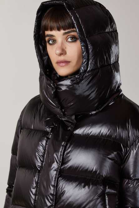 Short hooded down jacket, Black, Patrizia Pepe