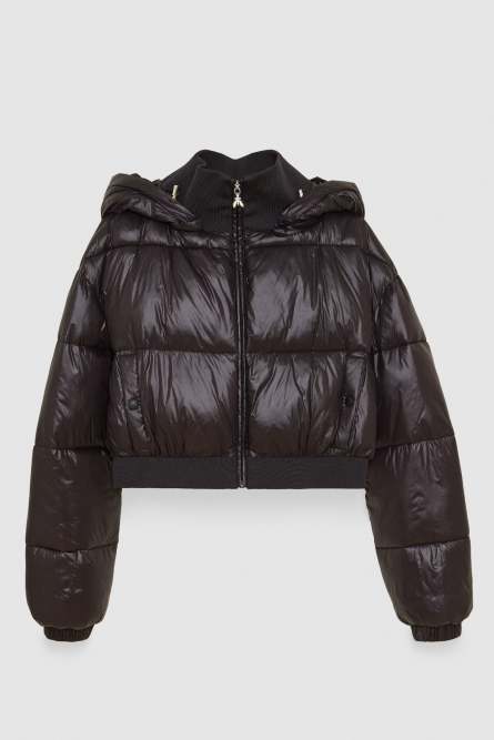 Cropped Daunenjacke mit Kapuze, Schwarz, Patrizia Pepe