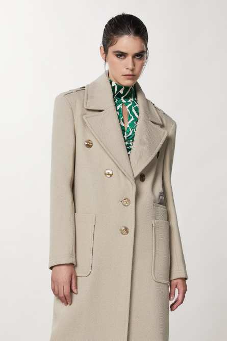 Masculine cut coat, Beige, Patrizia Pepe