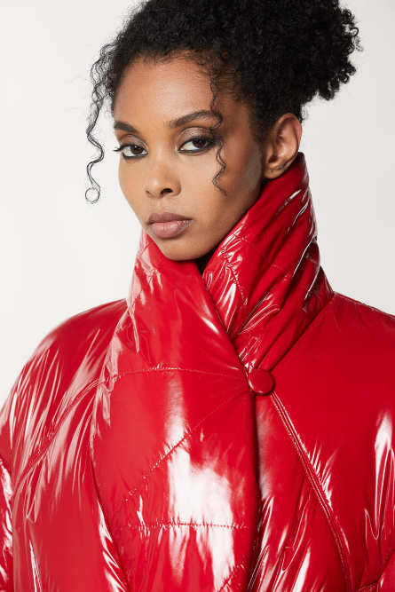 Cappotto doppio petto con cintura, Rosso, Patrizia Pepe