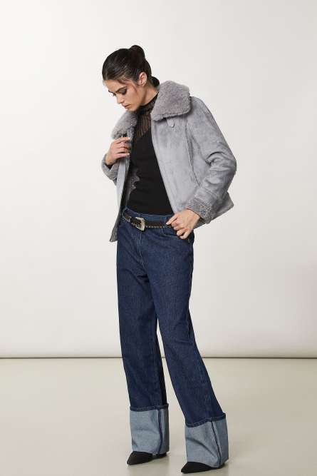 Doubleface-Jacke mit Schnalle, Grau, Patrizia Pepe