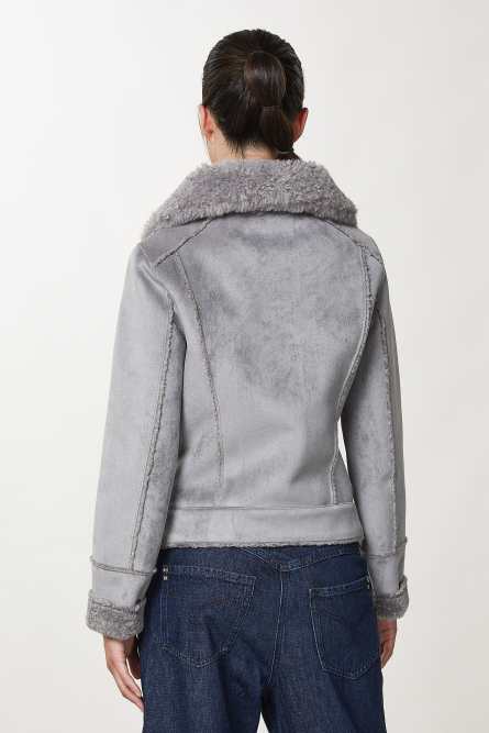 Doubleface-Jacke mit Schnalle, Grau, Patrizia Pepe