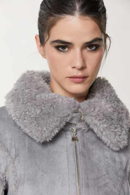 Doubleface-Jacke mit Schnalle, Grau, Patrizia Pepe