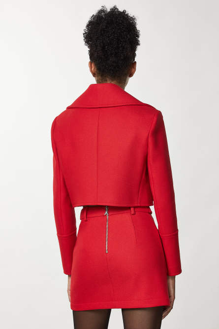 Double breasted cropped coat, Red, Patrizia Pepe