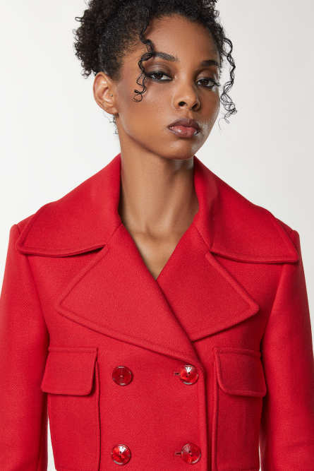 Double breasted cropped coat, Red, Patrizia Pepe