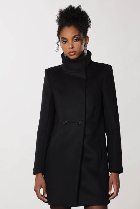 Essential high neck coat, Black, Patrizia Pepe