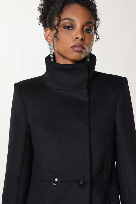 Essential high neck coat, Black, Patrizia Pepe