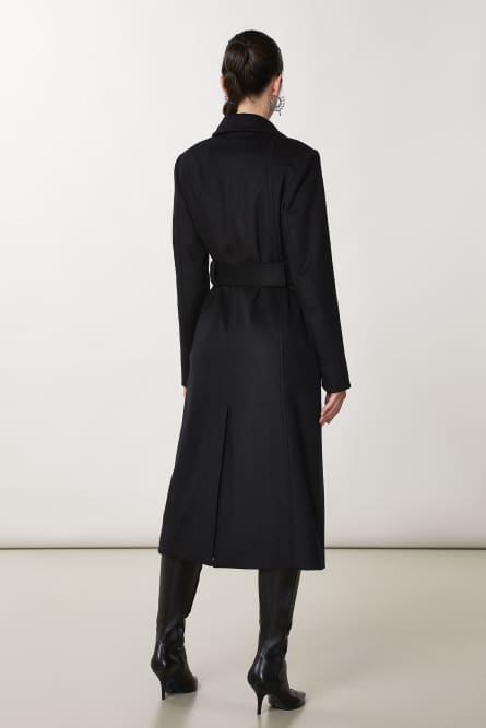 Essential coat with belt, Black, Patrizia Pepe