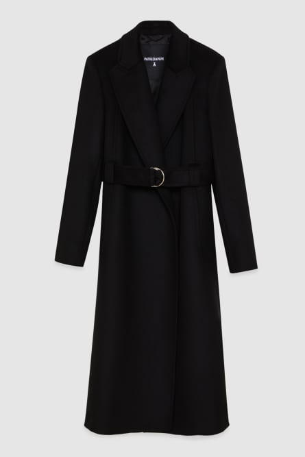 Essential coat with belt, Black, Patrizia Pepe