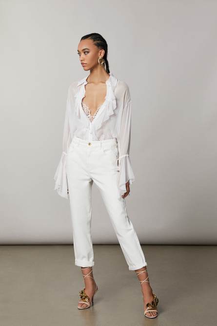 Balloon ankle grazer pants, White, Patrizia Pepe
