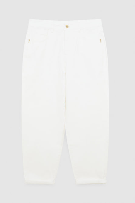 Balloon ankle grazer pants, White, Patrizia Pepe