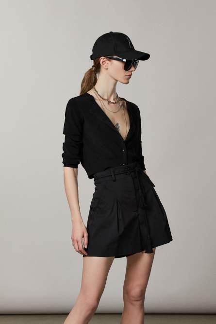 ESSENTIAL stretch cotton shorts, Black, Patrizia Pepe