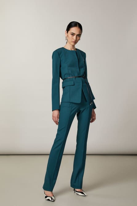 Slim gabardine pants, Green, Patrizia Pepe
