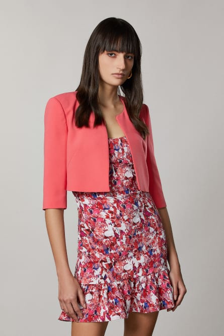 Cropped crew-neck jacket, Pink, Patrizia Pepe