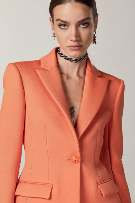 Slim structured jacket, Orange, Patrizia Pepe