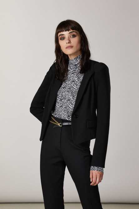 “ESSENTIAL” slim jacket, Black, Patrizia Pepe