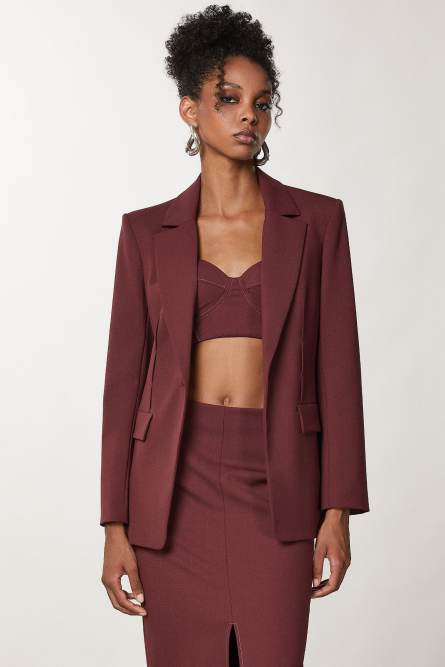 Essential one-button jacket, Purple, Patrizia Pepe