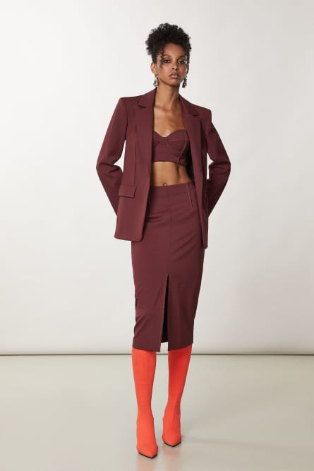 Essential one-button jacket, Purple, Patrizia Pepe