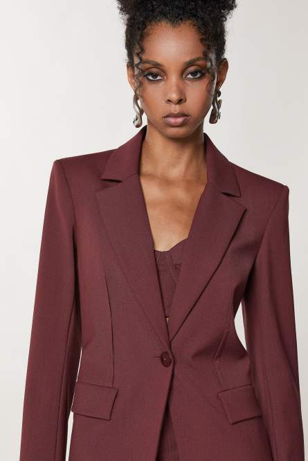 Essential one-button jacket, Purple, Patrizia Pepe