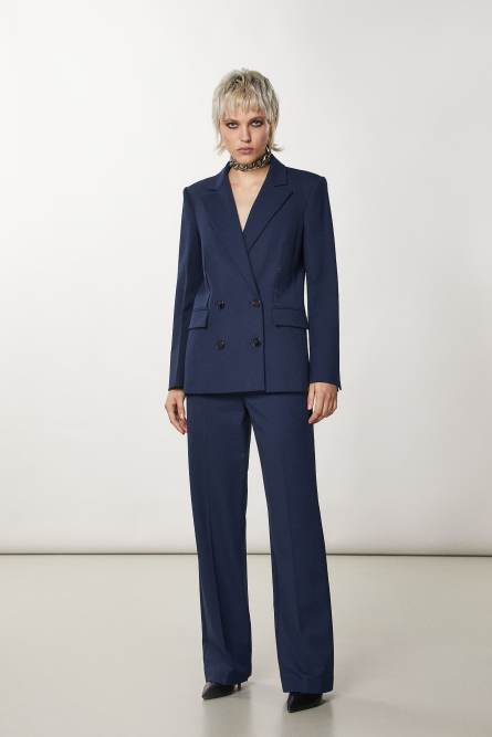 Essential double-breasted jacket, Blue, Patrizia Pepe