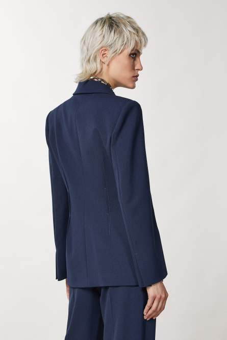 Essential double-breasted jacket, Blue, Patrizia Pepe