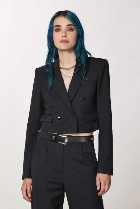 Essential cropped jacket, Black, Patrizia Pepe