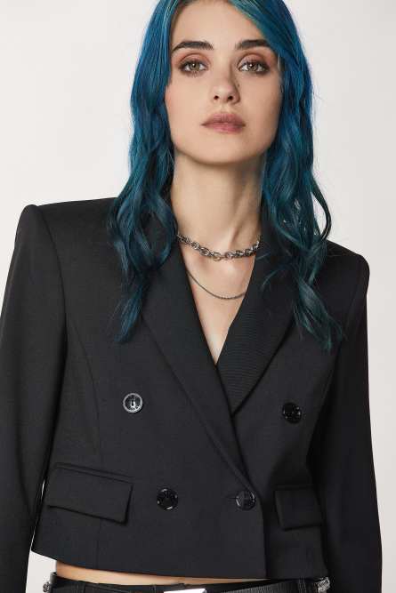 Essential cropped jacket, Black, Patrizia Pepe