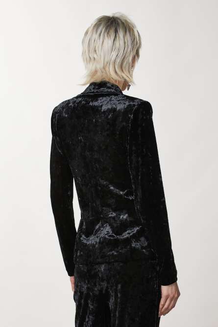 Ein-Knopf-Jacke aus Samt, Schwarz, Patrizia Pepe