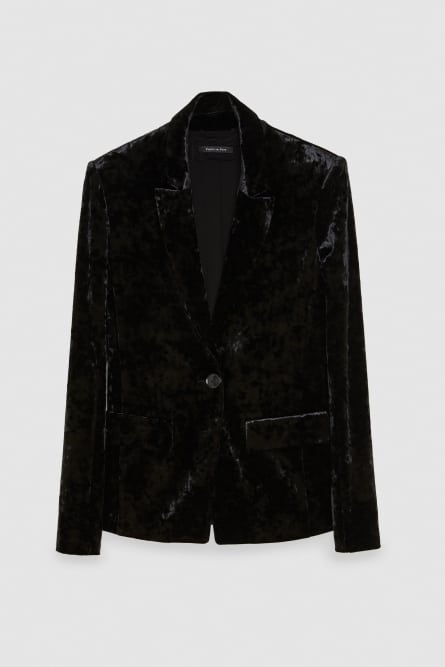 Ein-Knopf-Jacke aus Samt, Schwarz, Patrizia Pepe