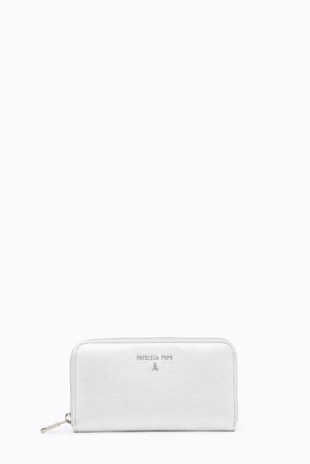 Zip Around-Geldb&ouml;rse aus gewalktem Leder, Silber, Patrizia Pepe