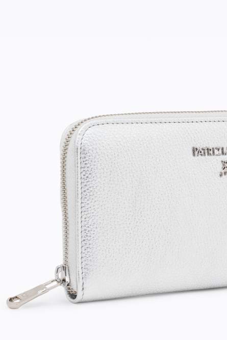 Zip Around-Geldb&ouml;rse aus gewalktem Leder, Silber, Patrizia Pepe