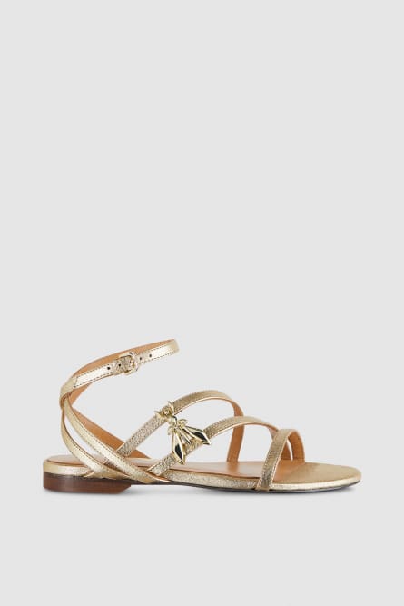 Leather low sandals, Gold, Patrizia Pepe