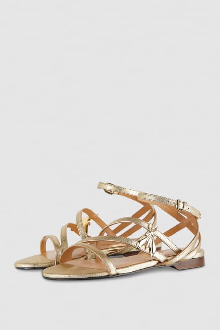 Leather low sandals, Gold, Patrizia Pepe