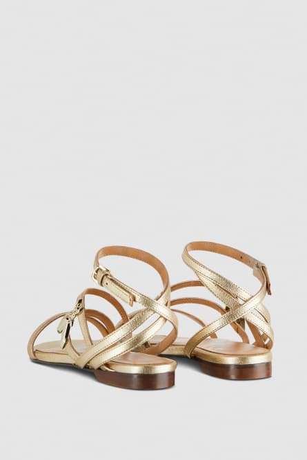 Leather low sandals, Gold, Patrizia Pepe