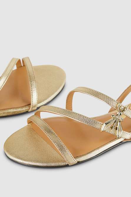 Leather low sandals, Gold, Patrizia Pepe