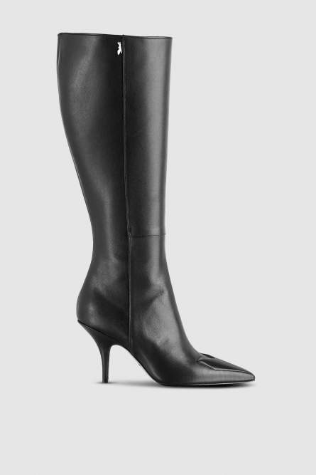 Bottes en cuir &agrave; talons, Noir, Patrizia Pepe