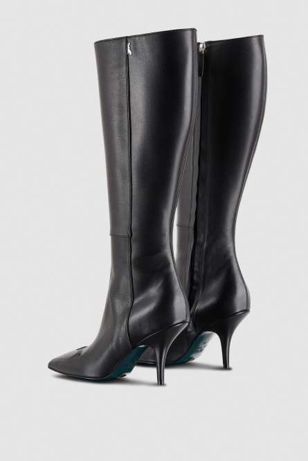 Bottes en cuir &agrave; talons, Noir, Patrizia Pepe