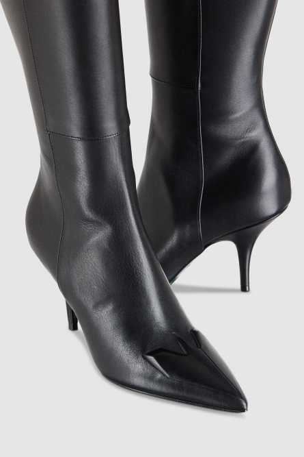 Bottes en cuir &agrave; talons, Noir, Patrizia Pepe