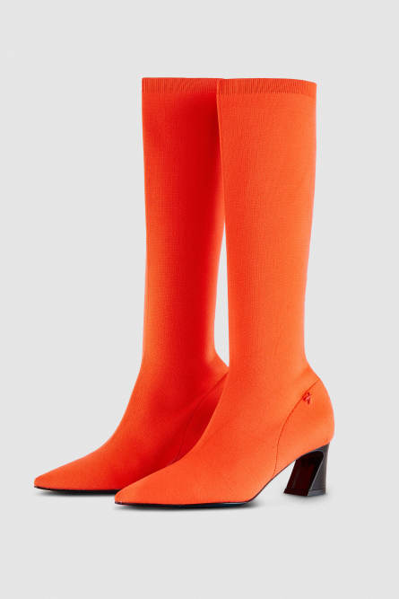 Knit heeled boots, Orange, Patrizia Pepe