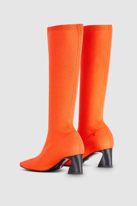 Knit heeled boots, Orange, Patrizia Pepe