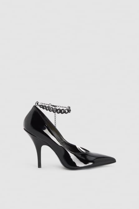 Pumps aus Lackleder, Schwarz, Patrizia Pepe
