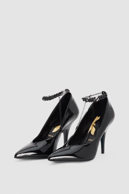 Pumps aus Lackleder, Schwarz, Patrizia Pepe